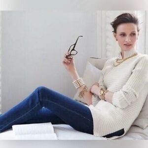 CAbi 3363 Asymmetrical Cream Turtleneck Sweater